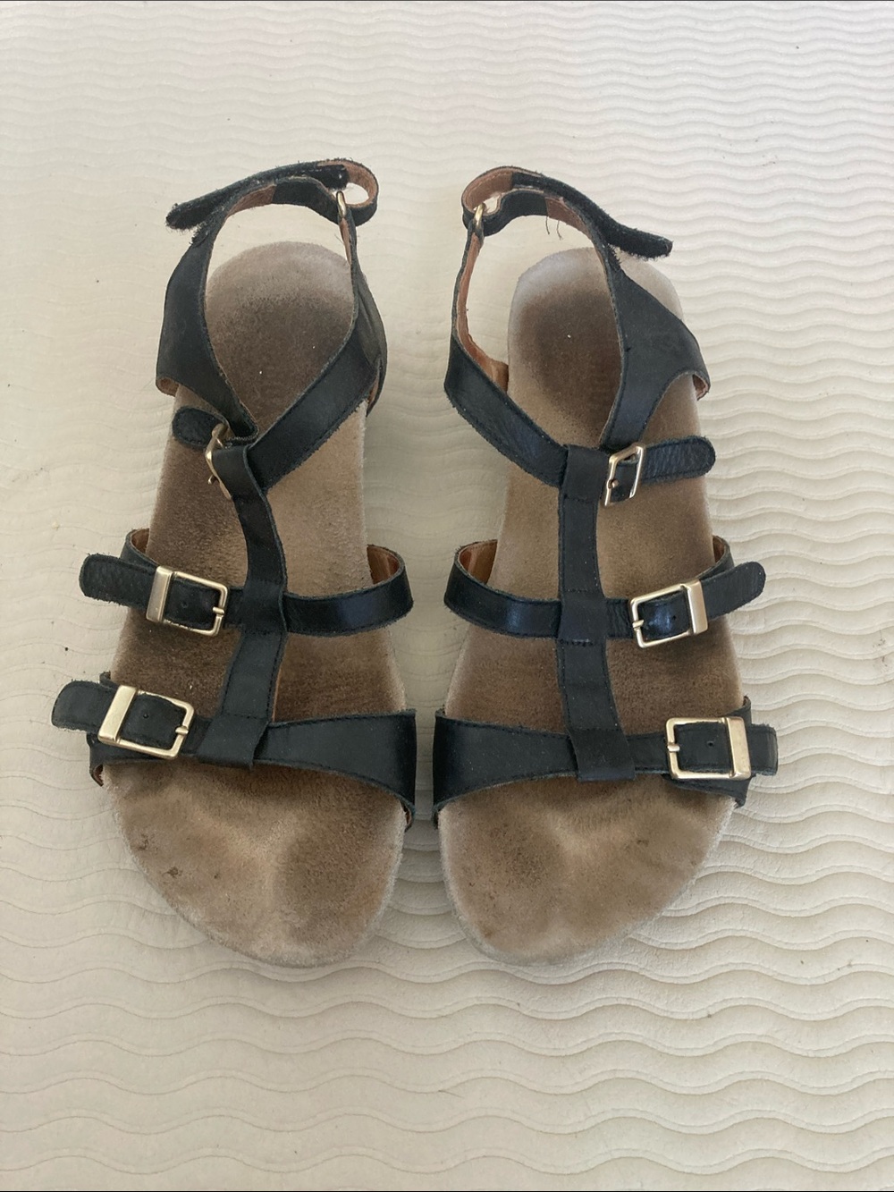 Classic Black Multi-Buckle Women's Sandals with Ankle Strap